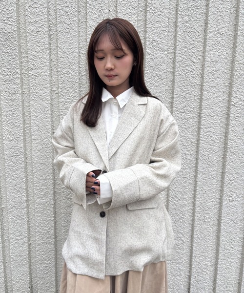 merrylatte(メリーラテ)の「SUMMER TWEED JACKET【IROHANI】(テーラードジャケット・レディース・アイボリー・FREE)」の6枚目の写真
