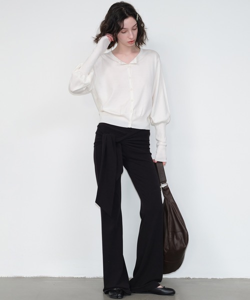 SOLWEIGE(ソルヴェイグ)の「【SOLWEIGE】ウエストリボンデザイン ストレッチ フレアニットパンツ(その他パンツ・レディース・グレー/ブラック・S/M/L)」の19枚目の写真