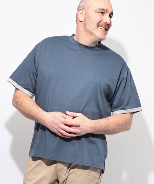 B&T CLUB(ビーティークラブ)の「Tシャツ 半袖 メンズ 大きいサイズ ふわかる Wフェイスポンチ クルーネック B&T CLUB (ビーアンドティークラブ)(Tシャツ/カットソー・メンズ・ベージュ/ブルー/ブラック/ホワイト・X3(6L~7L)/X2(4L~5L)/X1(3L~4L)/X4(8L~9L))」の19枚目の写真