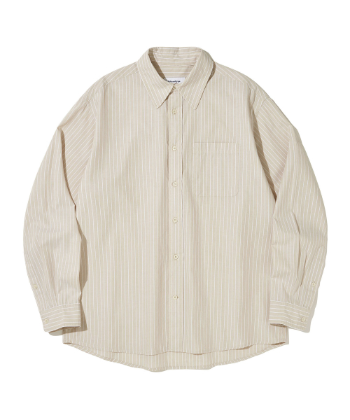 URBANDTYPE(アーバンディタイプ)の「ニースストライプシャツ_ライトベージュ(シャツ/ブラウス・レディース・その他・X-LARGE/LARGE/MEDIUM/SMALL)」の2枚目の写真