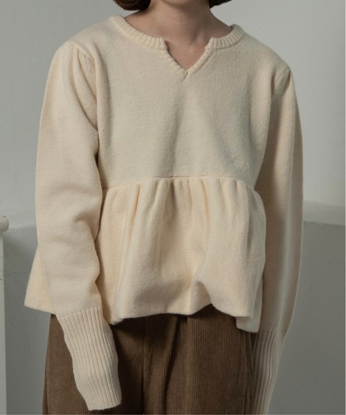 2way balloon flare key neck knit / 2wayバルーンフレアキーネック