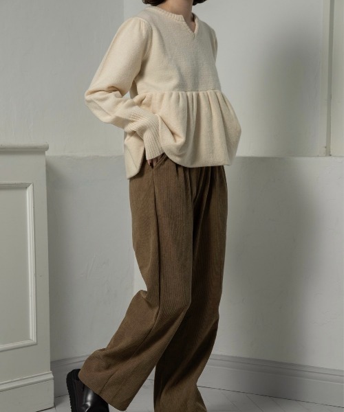 ニット/セーター ella docking flare knit 2way balloon flare key neck knit / 2wayバルーンフレアキーネック