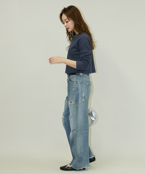 PUBLUX(パブリュクス)の「PUBLUX/パブリュクス ライト ワッフル ヘンリーネック ロンT 限定展開(Tシャツ/カットソー・レディース・ライトグレー/ホワイト/チャコールグレー/ネイビー・フリ-)」の9枚目の写真