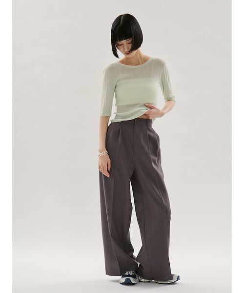 emmi(エミ)の「2タックワイドパンツ【セットアップ対応】(その他パンツ・レディース・ライム/ブラック/チャコールグレー・0/1)」の17枚目の写真