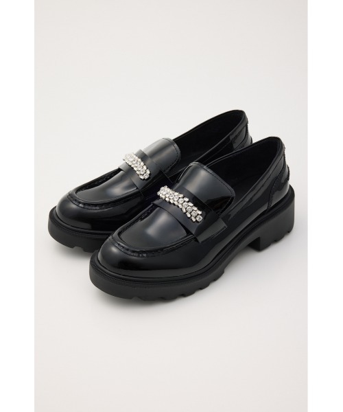 STACCATO(スタッカート)の「【SNSで話題のシューズが再入荷】ビジューストーンタンクソールローファー(ローファー・レディース・ライトブラック・24.5cm/24.0cm/23.5cm/23.0cm/22.5cm)」の1枚目の写真