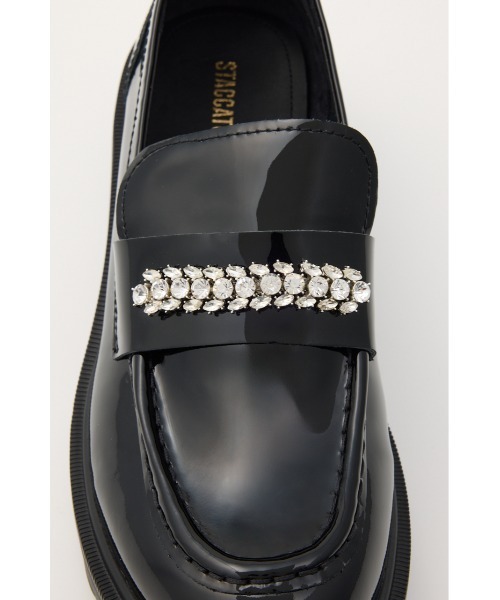 STACCATO(スタッカート)の「【SNSで話題のシューズが再入荷】ビジューストーンタンクソールローファー(ローファー・レディース・ライトブラック・24.5cm/24.0cm/23.5cm/23.0cm/22.5cm)」の4枚目の写真
