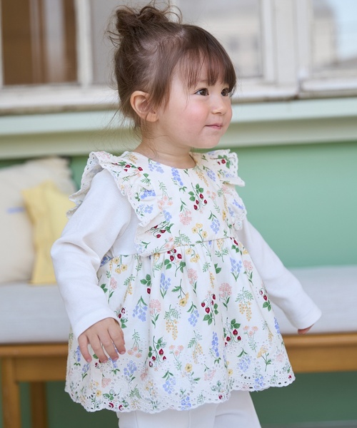 petit main（プティマイン）の「【リンク】ショルダーフリル長袖チュニック（チュニック・キッズ・ブルー/カラフル・80ｃｍ/90cm/110cm/100cm/120cm/130cm）」の17枚目の写真