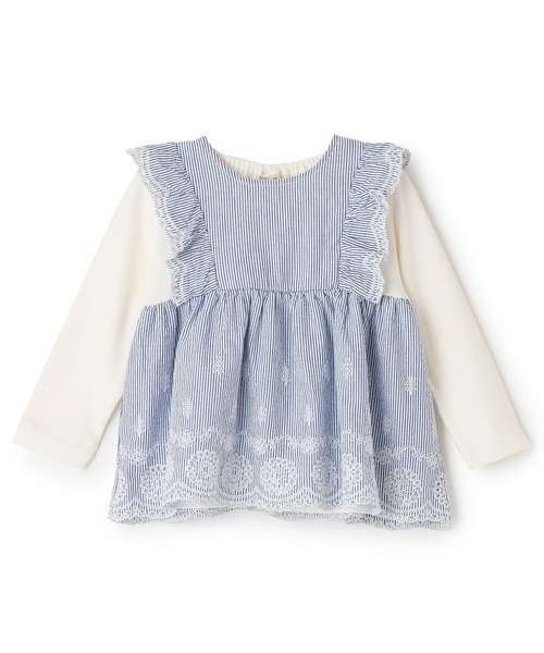 petit main（プティマイン）の「【リンク】ショルダーフリル長袖チュニック（チュニック・キッズ・ブルー/カラフル・80ｃｍ/90cm/110cm/100cm/120cm/130cm）」の6枚目の写真