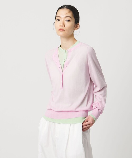 AEWEN MATOPH（イウエン マトフ）の「＜AEWEN MATOPH＞シアーヘンリーネックニット ‐ ウォッシャブル ‐（ニット/セーター・レディース・ブラック/ライトピンク/ライム・FREE）」の8枚目の写真