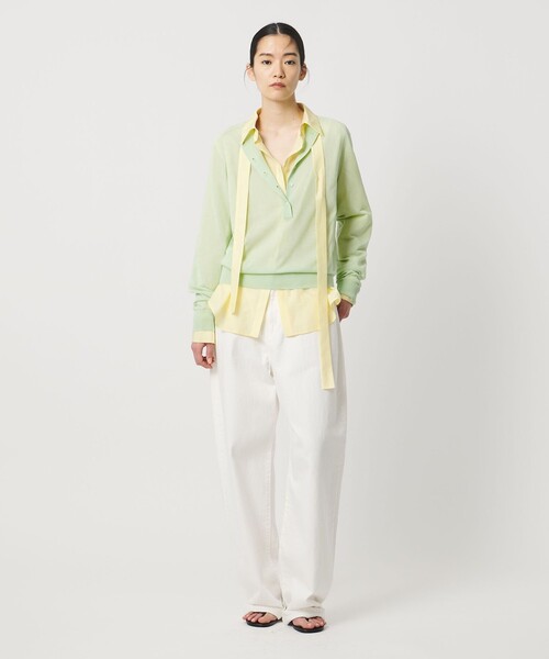 AEWEN MATOPH（イウエン マトフ）の「＜AEWEN MATOPH＞シアーヘンリーネックニット ‐ ウォッシャブル ‐（ニット/セーター・レディース・ブラック/ライトピンク/ライム・FREE）」の12枚目の写真