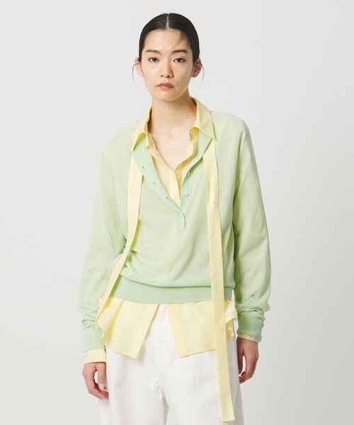 AEWEN MATOPH（イウエン マトフ）の「＜AEWEN MATOPH＞シアーヘンリーネックニット ‐ ウォッシャブル ‐（ニット/セーター・レディース・ブラック/ライトピンク/ライム・FREE）」の15枚目の写真