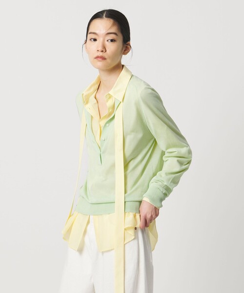 AEWEN MATOPH（イウエン マトフ）の「＜AEWEN MATOPH＞シアーヘンリーネックニット ‐ ウォッシャブル ‐（ニット/セーター・レディース・ブラック/ライトピンク/ライム・FREE）」の16枚目の写真