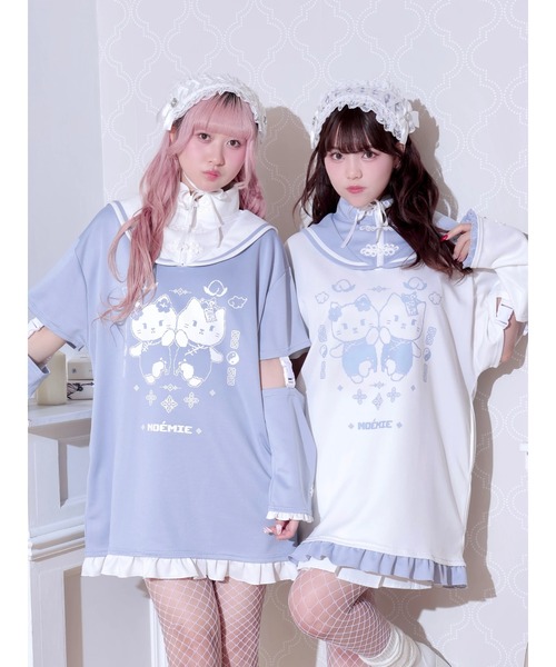 NOEMIE（ノエミー）の「チャイナにゃんこスタンドセーラージャージ（ワンピース・レディース・ブラック/サックスブルー/オフホワイト・M）」の4枚目の写真