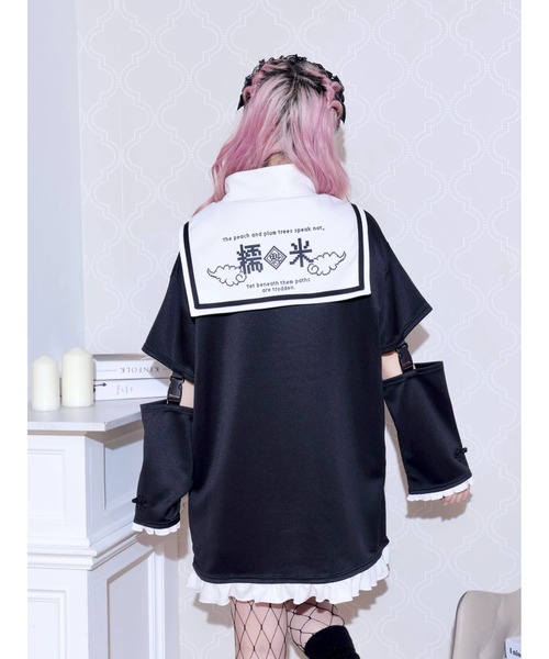 NOEMIE（ノエミー）の「チャイナにゃんこスタンドセーラージャージ（ワンピース・レディース・ブラック/サックスブルー/オフホワイト・M）」の10枚目の写真