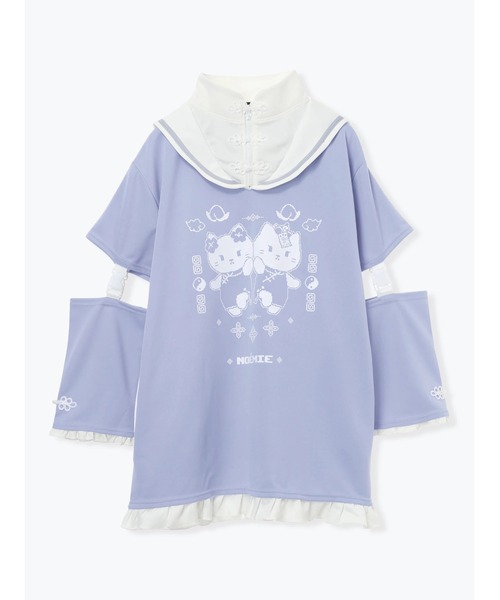 NOEMIE（ノエミー）の「チャイナにゃんこスタンドセーラージャージ（ワンピース・レディース・ブラック/サックスブルー/オフホワイト・M）」の16枚目の写真