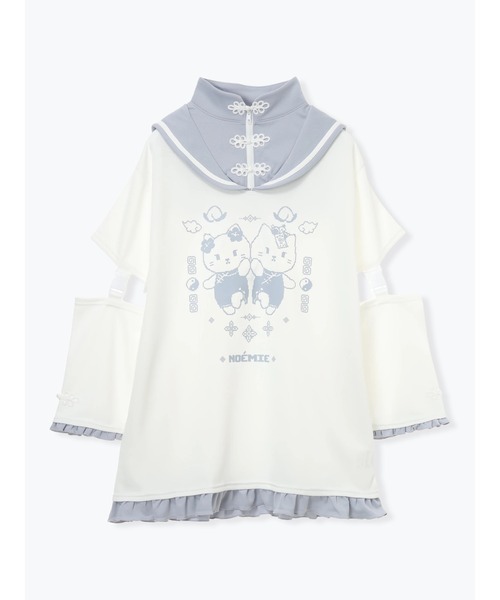 NOEMIE（ノエミー）の「チャイナにゃんこスタンドセーラージャージ（ワンピース・レディース・ブラック/サックスブルー/オフホワイト・M）」の17枚目の写真
