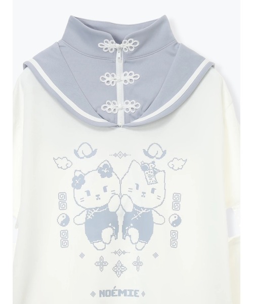 NOEMIE（ノエミー）の「チャイナにゃんこスタンドセーラージャージ（ワンピース・レディース・ブラック/サックスブルー/オフホワイト・M）」の19枚目の写真