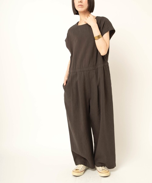 RNA-N（アールエヌエーエヌ）の「O0756 クリーミーリネンコンビネゾン（つなぎ/オールインワン・レディース・ブラウン/ブラック・MEDIUM）」の2枚目の写真