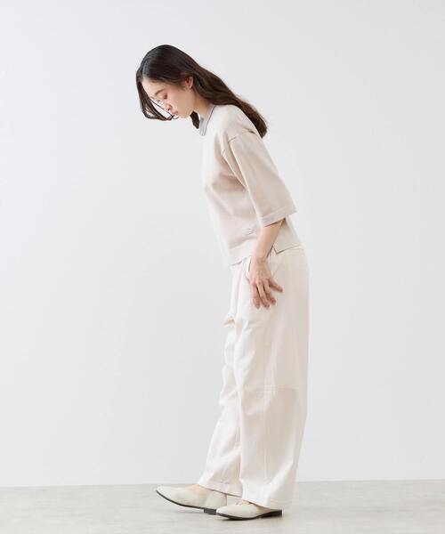 LOGEMENT DE CLAIRE(ロジュモンドクレール)の「クルーネック5分袖ニットプルオーバー(ニット/セーター・レディース・ライトベージュ/ブルー/イエロー/ダークブラウン・FREE)」の10枚目の写真