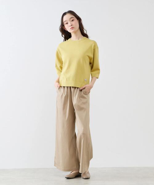 LOGEMENT DE CLAIRE(ロジュモンドクレール)の「クルーネック5分袖ニットプルオーバー(ニット/セーター・レディース・ライトベージュ/ブルー/イエロー/ダークブラウン・FREE)」の21枚目の写真