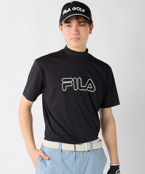 FILA GOLF(フィラゴルフ )の「【FILA GOLF:フィラゴルフ】半袖ストレッチモックネックシャツ ゴルフ(シャツ/ブラウス・メンズ・ホワイト/ライトカーキ/ブラック・X-LARGE/LARGE/XX-LARGE/MEDIUM)」の2枚目の写真