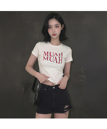 muahmuah | ハートポイントクロップ半袖Tシャツ[4色](Tシャツ/カットソー)