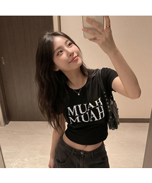 ハートポイントクロップ半袖Tシャツ[4色]