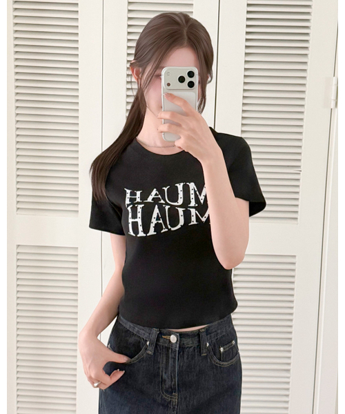 muahmuah（ムーアムーア）の「ハートポイントクロップ半袖Tシャツ[4色]（Tシャツ/カットソー・レディース・ブラック/アイボリー/ネイビー/アイボリー系・FREE）」の11枚目の写真