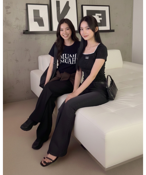 muahmuah（ムーアムーア）の「ハートポイントクロップ半袖Tシャツ[4色]（Tシャツ/カットソー・レディース・ブラック/アイボリー/ネイビー/アイボリー系・FREE）」の17枚目の写真