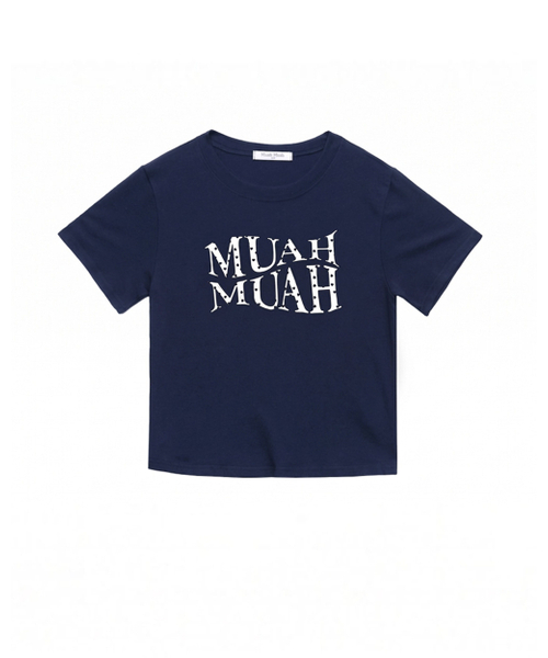 muahmuah（ムーアムーア）の「ハートポイントクロップ半袖Tシャツ[4色]（Tシャツ/カットソー・レディース・ブラック/アイボリー/ネイビー/アイボリー系・FREE）」の7枚目の写真