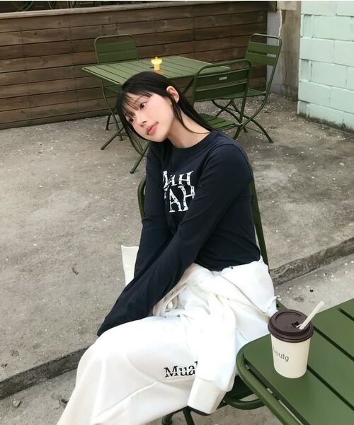 muahmuah（ムーアムーア）の「ハートポイントクロップ半袖Tシャツ[4色]（Tシャツ/カットソー・レディース・ブラック/アイボリー/ネイビー/アイボリー系・FREE）」の10枚目の写真