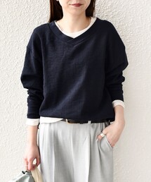 SHIPS Colors | SHIPS Colors:〈手洗い可能〉変形ワッフル Vネック プルオーバー(Tシャツ/カットソー)