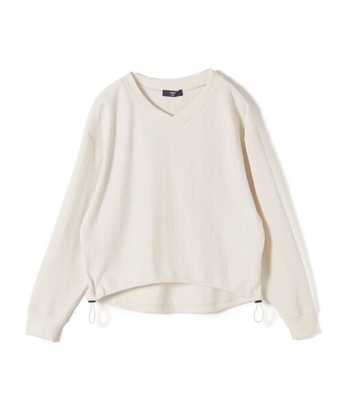 SHIPS Colors（シップス カラーズ）の「SHIPS Colors:〈手洗い可能〉変形ワッフル Vネック プルオーバー（Tシャツ/カットソー・レディース・ライトブルー/ネイビー/オフホワイト・ONE SIZE）」の2枚目の写真