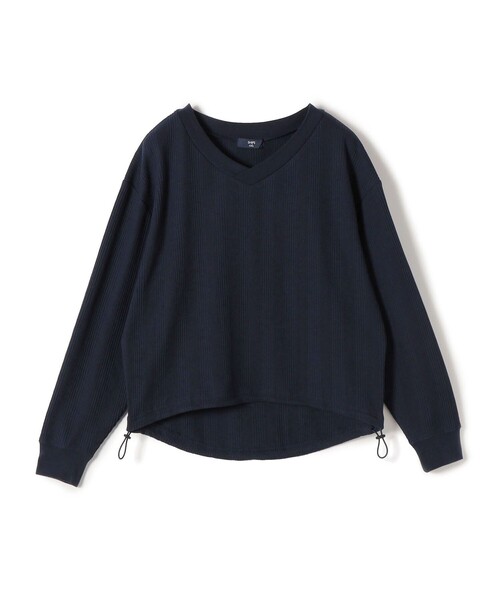 SHIPS Colors（シップス カラーズ）の「SHIPS Colors:〈手洗い可能〉変形ワッフル Vネック プルオーバー（Tシャツ/カットソー・レディース・ライトブルー/ネイビー/オフホワイト・ONE SIZE）」の4枚目の写真