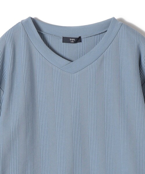 SHIPS Colors（シップス カラーズ）の「SHIPS Colors:〈手洗い可能〉変形ワッフル Vネック プルオーバー（Tシャツ/カットソー・レディース・ライトブルー/ネイビー/オフホワイト・ONE SIZE）」の6枚目の写真