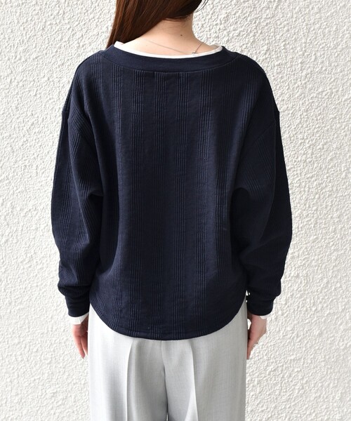 SHIPS Colors（シップス カラーズ）の「SHIPS Colors:〈手洗い可能〉変形ワッフル Vネック プルオーバー（Tシャツ/カットソー・レディース・ライトブルー/ネイビー/オフホワイト・ONE SIZE）」の16枚目の写真