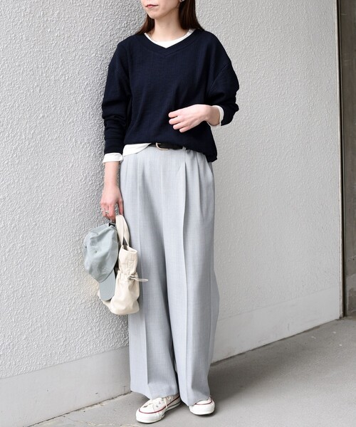 SHIPS Colors（シップス カラーズ）の「SHIPS Colors:〈手洗い可能〉変形ワッフル Vネック プルオーバー（Tシャツ/カットソー・レディース・ライトブルー/ネイビー/オフホワイト・ONE SIZE）」の22枚目の写真