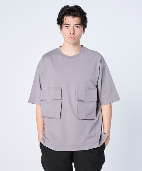FLASH PACKER(フラッシュパッカー)の「FLASH PACKER フラッシュパッカー/ リラックスシルエット Dry Silky Cotton ダブルポケットT シャツ // XWPT-PKT(Tシャツ/カットソー・メンズ・グレー/ホワイト/ブラック・LARGE/MEDIUM/SMALL/X-LARGE)」の1枚目の写真