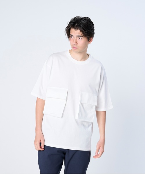 FLASH PACKER(フラッシュパッカー)の「FLASH PACKER フラッシュパッカー/ リラックスシルエット Dry Silky Cotton ダブルポケットT シャツ // XWPT-PKT(Tシャツ/カットソー・メンズ・グレー/ホワイト/ブラック・LARGE/MEDIUM/SMALL/X-LARGE)」の2枚目の写真
