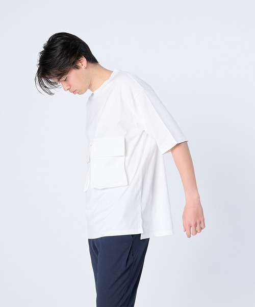 FLASH PACKER(フラッシュパッカー)の「FLASH PACKER フラッシュパッカー/ リラックスシルエット Dry Silky Cotton ダブルポケットT シャツ // XWPT-PKT(Tシャツ/カットソー・メンズ・グレー/ホワイト/ブラック・LARGE/MEDIUM/SMALL/X-LARGE)」の4枚目の写真
