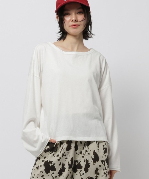 niko and...（ニコアンド）の「シアースラブワイドTシャツ（Tシャツ/カットソー・レディース・ホワイト/オフホワイト/ブラック・LARGE/MEDIUM）」の2枚目の写真