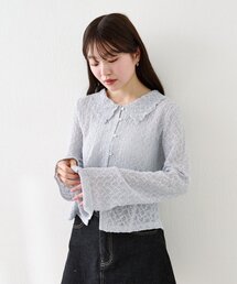 Kastane（カスタネ）の「【セットアップ対応】クロスジャガード衿付きカーディガン（カーディガン/ボレロ）」