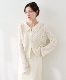 Kastane | 【セットアップ対応】クロスジャガード衿付きカーディガン(カーディガン/ボレロ)