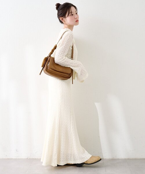 Kastane（カスタネ）の「【セットアップ対応】クロスジャガード衿付きカーディガン（カーディガン/ボレロ・レディース・ブラック/アイボリー/サックスブルー・FREE）」の11枚目の写真