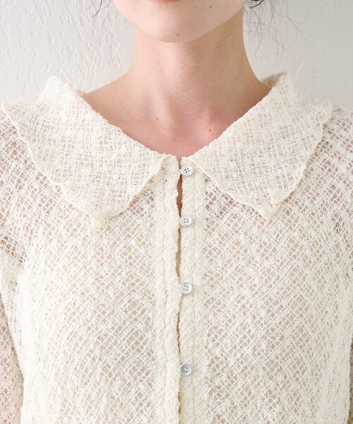 Kastane（カスタネ）の「【セットアップ対応】クロスジャガード衿付きカーディガン（カーディガン/ボレロ・レディース・ブラック/アイボリー/サックスブルー・FREE）」の12枚目の写真