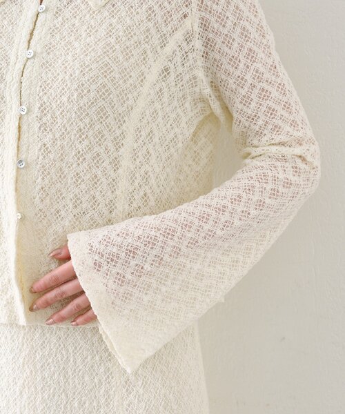 Kastane（カスタネ）の「【セットアップ対応】クロスジャガード衿付きカーディガン（カーディガン/ボレロ・レディース・ブラック/アイボリー/サックスブルー・FREE）」の13枚目の写真