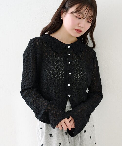 Kastane（カスタネ）の「【セットアップ対応】クロスジャガード衿付きカーディガン（カーディガン/ボレロ・レディース・ブラック/アイボリー/サックスブルー・FREE）」の17枚目の写真