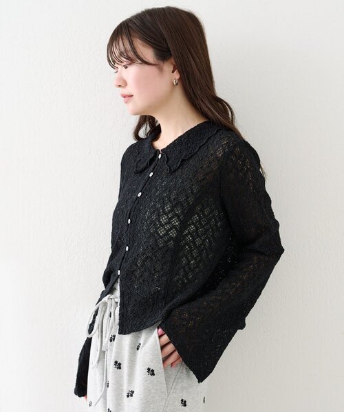 Kastane（カスタネ）の「【セットアップ対応】クロスジャガード衿付きカーディガン（カーディガン/ボレロ・レディース・ブラック/アイボリー/サックスブルー・FREE）」の19枚目の写真