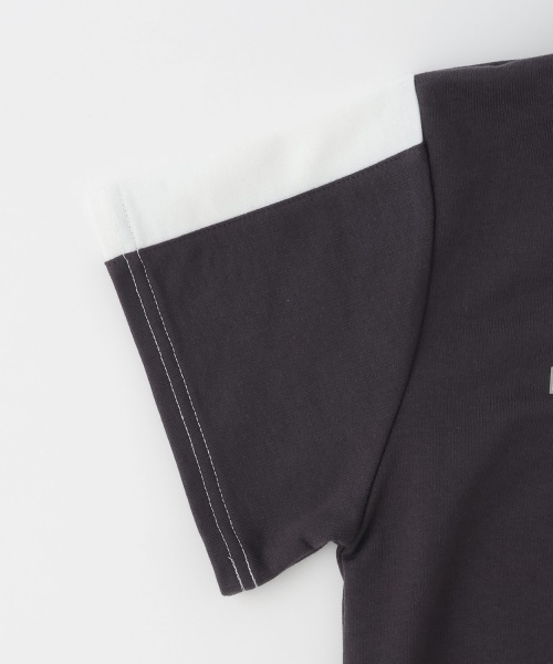 PINK-latte（ピンクラテ）の「ダブルZIPミニウラケ半袖パーカー（パーカー・キッズ・チャコール/オフホワイト・140cm/130cm/120cm/160cm/150cm）」の5枚目の写真