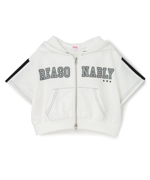 PINK-latte（ピンクラテ）の「ダブルZIPミニウラケ半袖パーカー（パーカー・キッズ・チャコール/オフホワイト・140cm/130cm/120cm/160cm/150cm）」の11枚目の写真